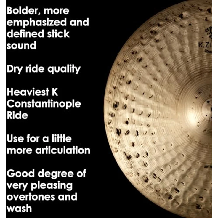 Zildjian 22" K Constantinople Medium Ride, Schlagzeugbecken mit definiertem Stick Sound und angenehmem Obertönen – Bild 4