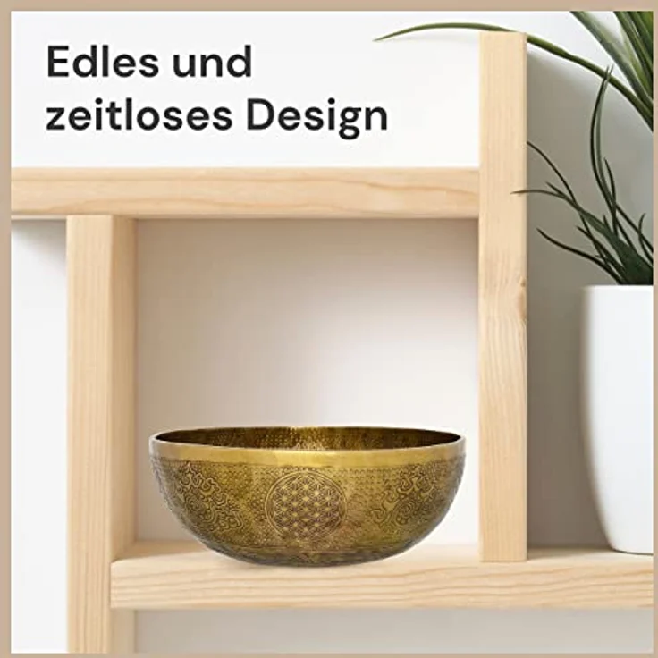 Avanda Tibetische Klangschale Blume des Lebens, Ø 35 cm, 4.000 Gramm, antike Oberfläche, traditionelle Handarbeit in Profi-Qualität für Yoga und Meditation – Bild 5
