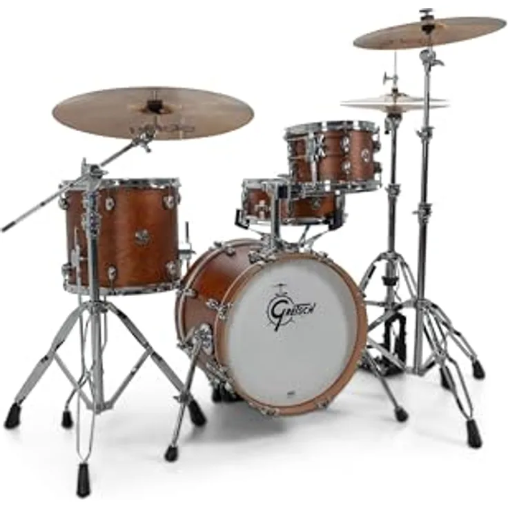 Gretsch Drums Catalina Club Jazz, Schlagzeugset CC2-J484-SWG, 7-lagiger Mahagoni Kessel, Satin Walnut Glaze, 18"x14" Bass Drum, 12"x08" Tom Tom, 14"x14" Stand Tom, 14"x05" Snare Drum
