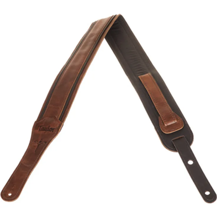Taylor Fountain Strap Leather BR, Gitarrengurt aus echtem Leder mit Fountain-Inlaymuster, braun, 63,5 mm breit, 110-132 cm lang