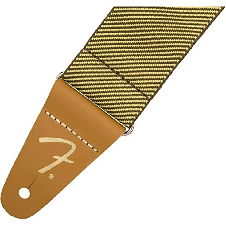 Fender Weighless Tweed, Elastischer Gitarrengurt mit Lederenden, verstellbar von 80 cm bis 148 cm, grau-beige – Bild 5