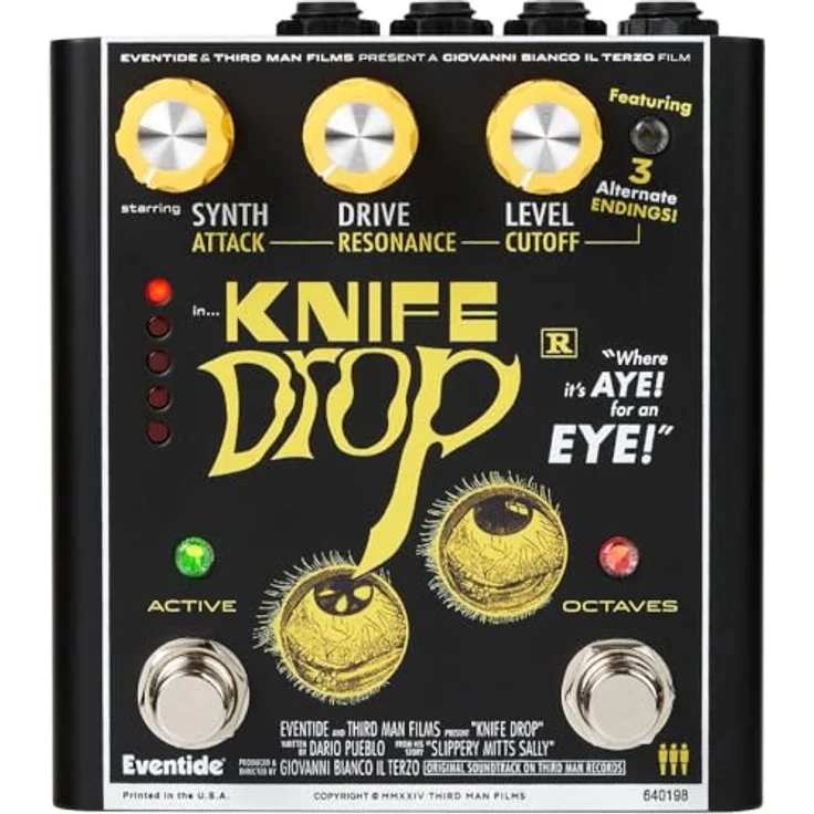 Eventide Knife Drop Fuzz, Overdrive-Pedal mit monophonem Analog-Synthesizer, einstellbarem Attack und Resonanz, Maße 10,8x10,2x4,3 cm, Gewicht 0,48 kg – Bild 1