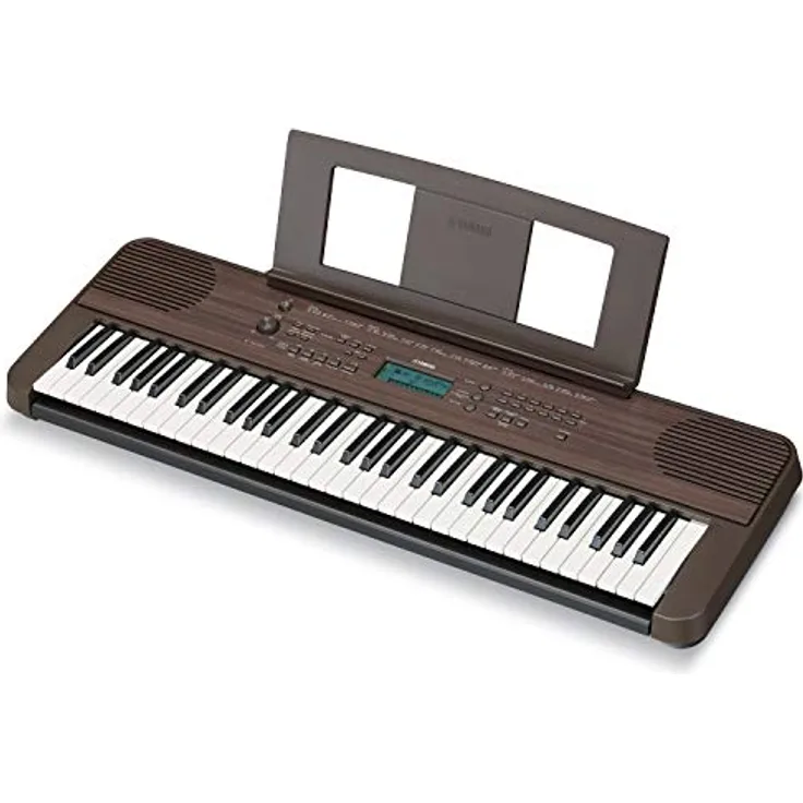 Yamaha Digital Keyboard PSR-E360DW, dunkle Walnuss – 61 anschlagdynamische Tasten, 400 Instrumentenklänge, Portable Einsteiger-Keyboard mit Lernfunktionen