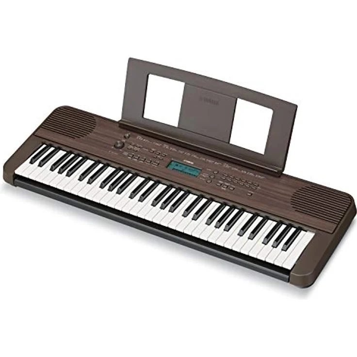 Yamaha Digital Keyboard PSR-E360DW, dunkle Walnuss – 61 anschlagdynamische Tasten, 400 Instrumentenklänge, Portable Einsteiger-Keyboard mit Lernfunktionen – Bild 1
