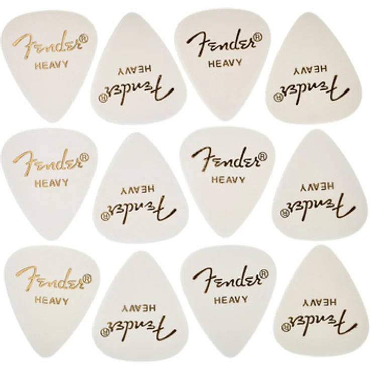 Fender Classic Celluloid Pick White H, Plektrum Set mit 12 Picks, Heavy, klassische 351 Form, weiß – Bild 1