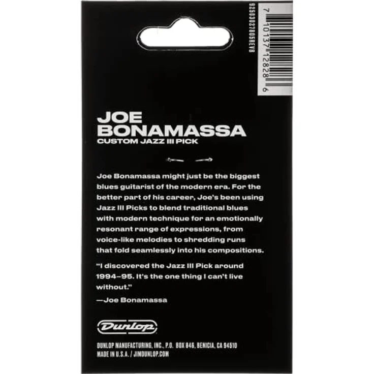 Dunlop Joe Bonamassa Custom Jazz III, 6er Pack Signature Plektren aus Nylon, gold – Bild 2