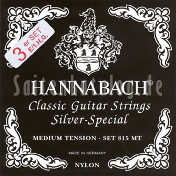 Hannabach 652529 Saiten für Klassikgitarre Serie 815, Medium Tension, Silver Special, 3er Diskant, nickelfrei, langlebig, Made in Germany – Bild 1
