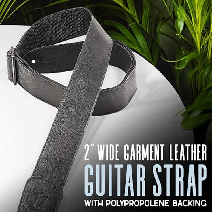 Levys Garment Leather Strap 2" BK, Gitarrengurt aus Bekleidungsleder, Schwarz, verstellbar von 99 cm bis 142 cm – Bild 2