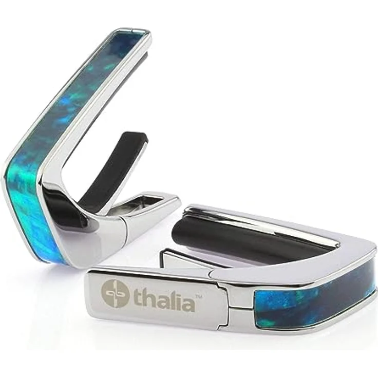 Thalia Capo Shell Collection Teal Angel Wing, hochwertiger Kapodaster mit Chrome Finish und austauschbaren Fretpads für akustische und elektrische Gitarren – Bild 1