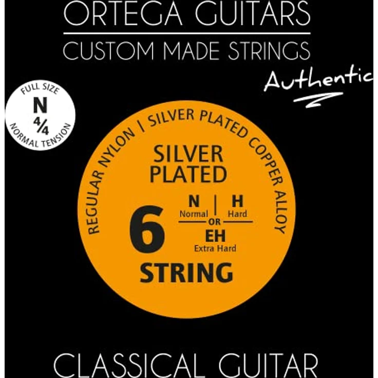 Ortega Guitars Nylon Gitarren Saiten – Satz für 4/4 Gitarre, Normal, Custom Made Strings Authentic Series, Nylon/Silberbeschichtetes Kupfer (NYA44N), warmer Klang – Bild 1