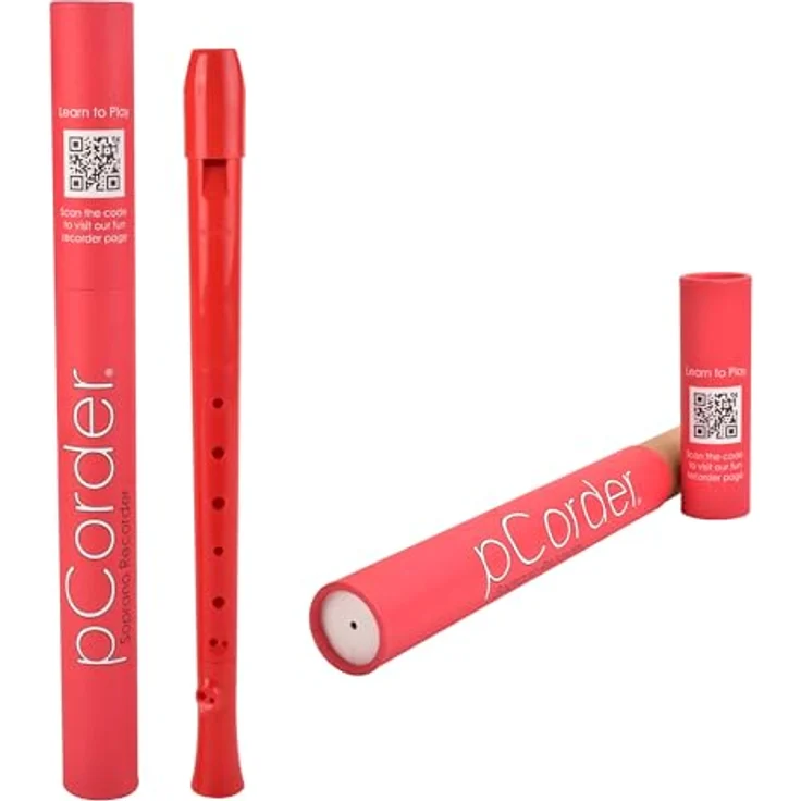 pBone music Pcorder Baroque, Sopran Blockflöte in C mit barocker Griffweise, rot – Bild 1