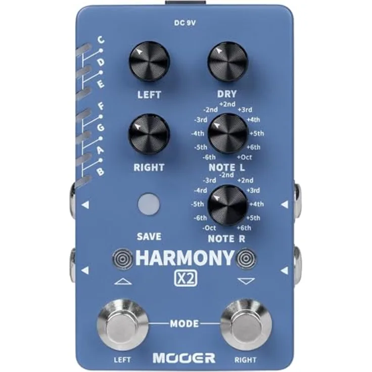 Mooer Harmony X2, Dual Channel Harmony Effects Pedal mit 12 Tonhöhenoptionen und True Bypass, metallisches Gehäuse