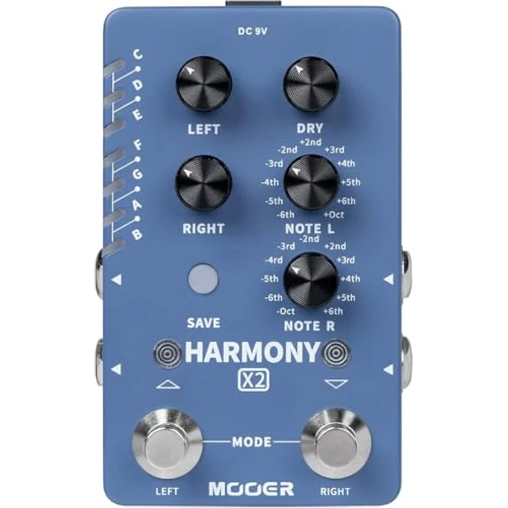 Mooer Harmony X2, Dual Channel Harmony Effects Pedal mit 12 Tonhöhenoptionen und True Bypass, metallisches Gehäuse – Bild 1