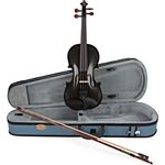 Stentor SR1401 Harlequin Violine 4/4 BK, massive Fichtendecke, schwarz gebeiztes Hartholzgriffbrett, inkl. Koffer und Bogen, Farbe: Schwarz