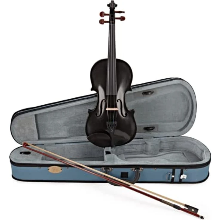 Stentor SR1401 Harlequin Violine 4/4 BK, massive Fichtendecke, schwarz gebeiztes Hartholzgriffbrett, inkl. Koffer und Bogen, Farbe: Schwarz – Bild 1