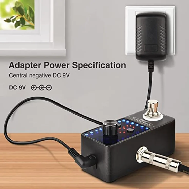 LEKATO Guitar Looper mit Netzteil, 9 Loops, 40 Minuten Aufnahmezeit, eingebautes Stimmgerät, unkomprimierte Audioqualität, elektronisches Looper-Effektpedal für E-Gitarren-Bass (mit Adapter) – Bild 3