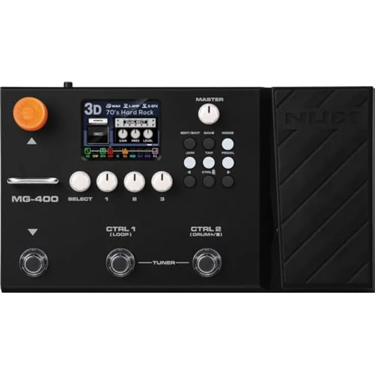 Nux MG-400, Gitarren-Multieffektpedal mit Dual 32-Bit-DSP, 25 Gitarrenamps, USB-Audiointerface und integriertem Expression Pedal
