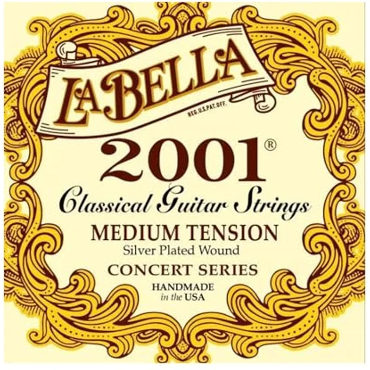La Bella Classic 2001 MT, Saiten für klassische Gitarre, Medium Tension, Clear Nylon, Silver Plated – Bild 2
