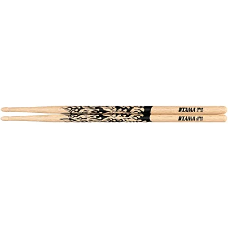 Tama 5B-F Oak Japanese Fire -NT, Schlagzeugstöcke aus japanischem Eichenholz mit Flammenaufdruck, 406mm lang, 15mm dick, Holzkopf – Bild 2