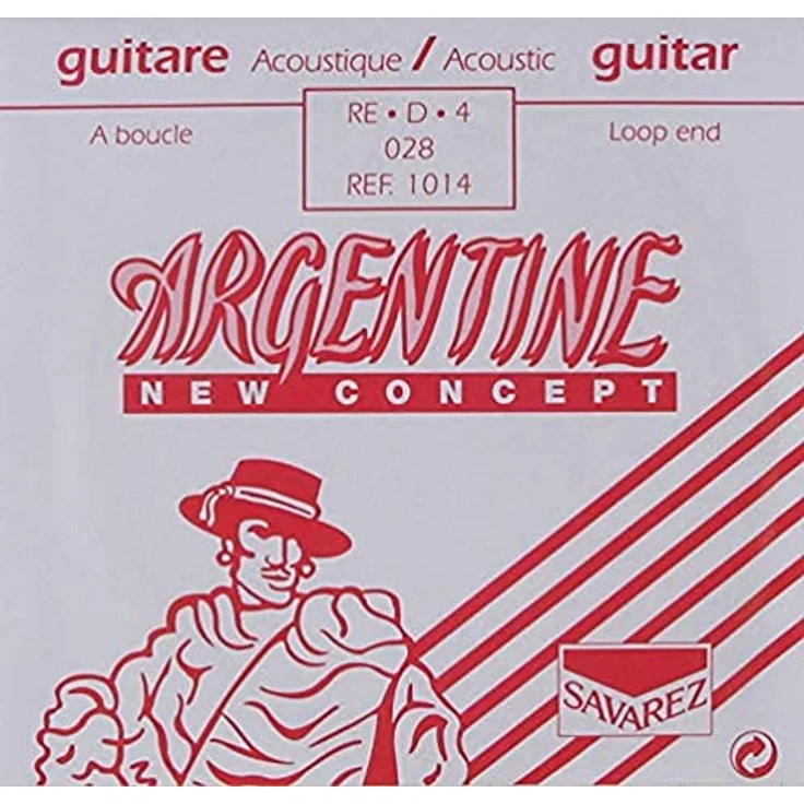 Savarez Einzelsaite für Akustikgitarre Argentine D4 .028w - Brillanter Klang für Gypsy Jazz, Stahlkern mit versilbertem Kupferdraht, Loop End