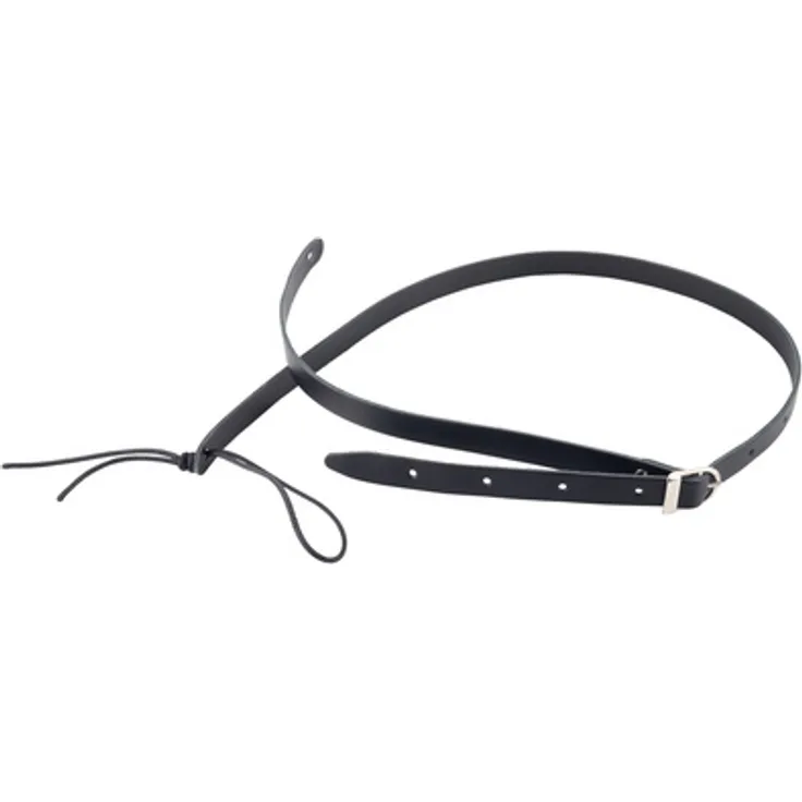 Harley Benton Mandolin Leather Strap Black, verstellbarer Ledergurt für Mandolin/Ukulele, 16mm breit, schwarz, Made in Europe