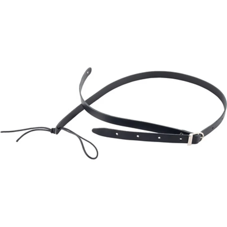 Harley Benton Mandolin Leather Strap Black, verstellbarer Ledergurt für Mandolin/Ukulele, 16mm breit, schwarz, Made in Europe