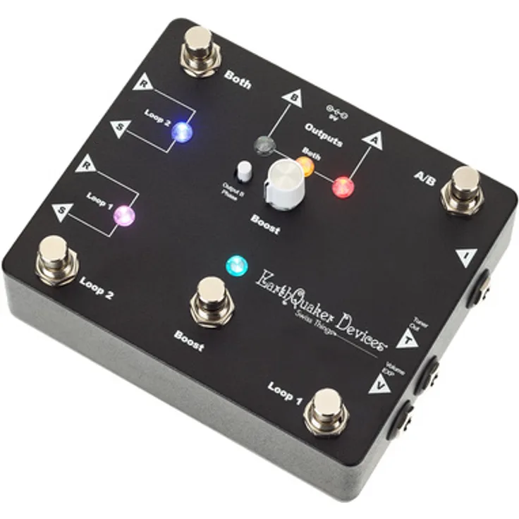 EarthQuaker Devices Swiss Things, A/B/Y/Looper Switcher/Boost Effektpedal mit 20 dB Clean Boost, True Bypass, Flexi-Switch™ und metallischem Gehäuse