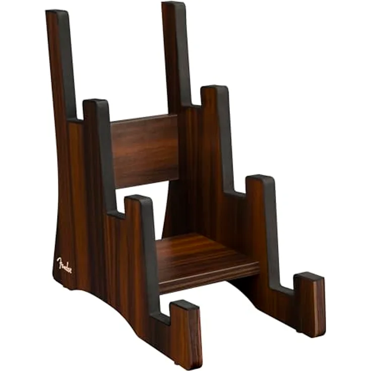 Fender Wooden 3-Tier Guitar Stand, Multi-Gitarrenständer aus Laminatholz mit elegantem Walnuss-Finish, Maße 210mm x 422mm x 419mm