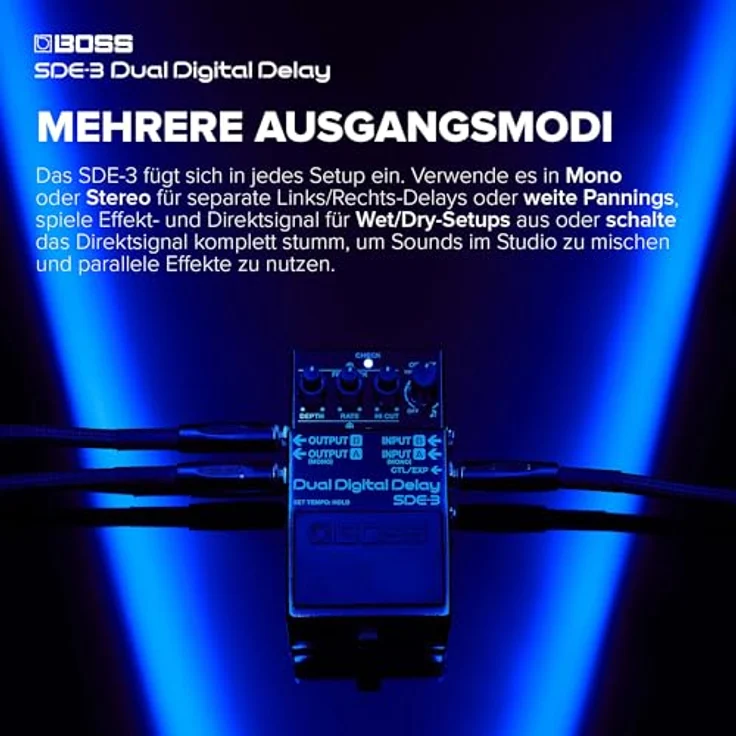 BOSS SDE-3 Dual Digital Delay Pedal, authentischer Sound des Roland SDE-300, 1600 ms Delay-Zeit, MIDI Ein-/Ausgang, kompakt – Bild 5