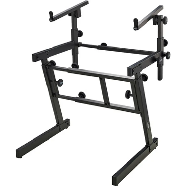 On-Stage KS7365EJ, faltbarer Z Keyboard Ständer für 2 Keyboards, höhenverstellbar von 59 bis 92 cm, verstellbarer Winkel in 10° Schritten, grau