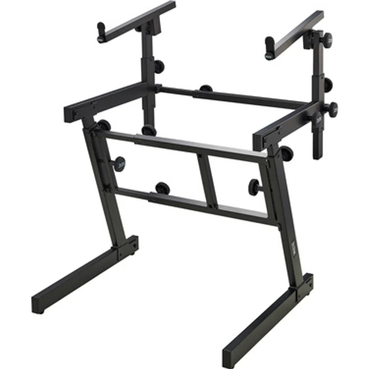 On-Stage KS7365EJ, faltbarer Z Keyboard Ständer für 2 Keyboards, höhenverstellbar von 59 bis 92 cm, verstellbarer Winkel in 10° Schritten, grau