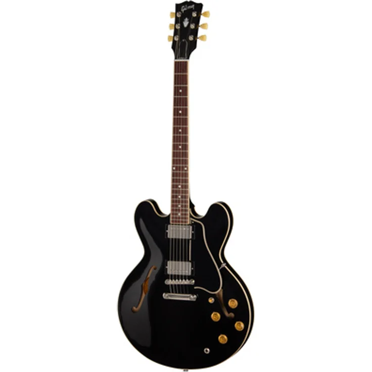 Gibson ES-335 50s Ebony, Semi-Hollow E-Gitarre mit Mahagoni-Hals und Custombucker Tonabnehmer, schwarz