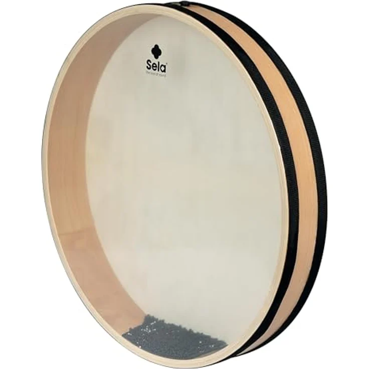 Sela 16" Ocean Drum, Percussion Instrument aus Buchenholz mit Kunststoff- und Naturfell, verschließbare Öffnung zum Befüllen – Bild 2