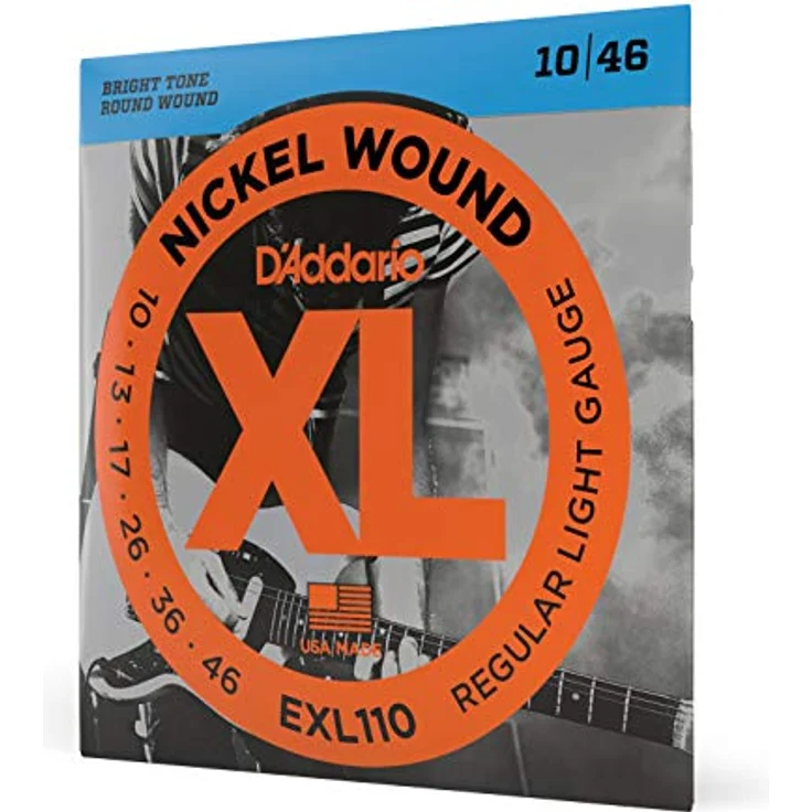 D'Addario EXL110 E-Gitarrensaiten, Nickel Wound, Regular Light, 10-46, für vielseitigen, hellen Ton, hergestellt in den USA – Bild 1