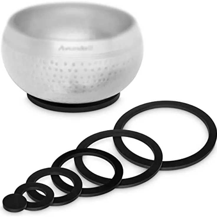Avanda Klangschalen O-Ringe-Set, 6 Untersetzer von Ø 3 bis 13 cm für sicheren Stand und mehr Klang
