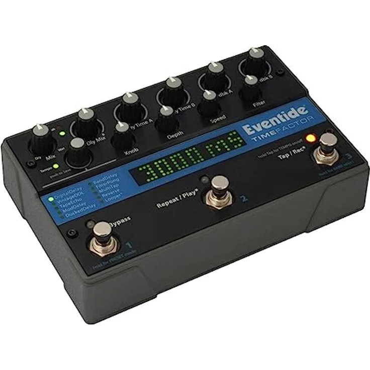 Eventide TimeFactor Twin Delay Stombox, Delay-Pedal mit 2 unabhängigen 3-Sekunden-Verzögerungen, 12 Sekunden Looper und USB-Upgradefähigkeit