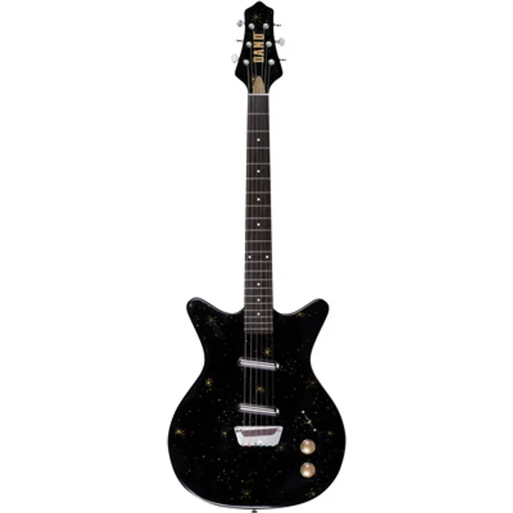 Danelectro Golden 1950's Black, E-Gitarre mit semi-hollow Korpus, 2 Lipstick Dano 50's Tonabnehmer und Palisandergriffbrett, schwarz