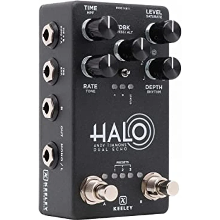 Keeley HALO Andy Timmons Dual Echo, True Stereo Delay Pedal mit 1500 ms max. Delay, 5 Rhythmus-Modi und 8 Presets – Bild 2