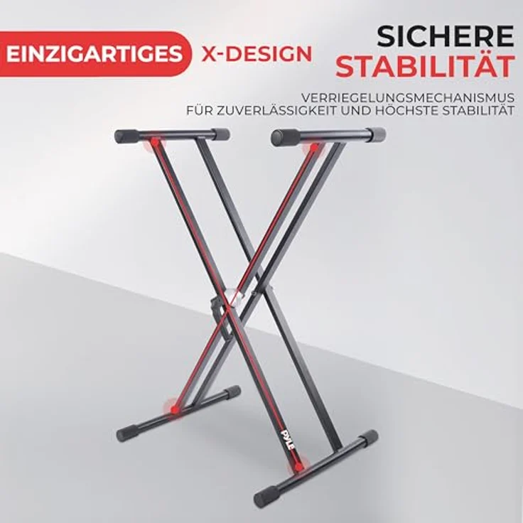 Pyle X-Form Keyboard Ständer, Höhenverstellbar und klappbar für E Pianos und Keyboards bis 95 cm, Schwarz – Bild 5