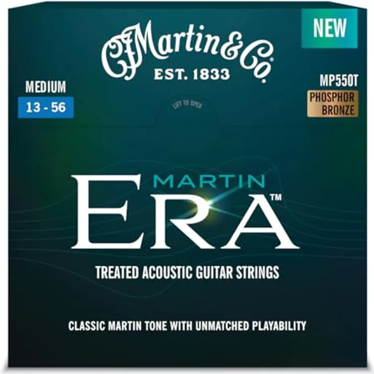 Martin Guitar ERA Medium MP550T, Gitarrensaiten für Western-Gitarre, Zugstärke 190,40, Phosphor Bronze, Round Wound, Saitenstärken .013 - .056