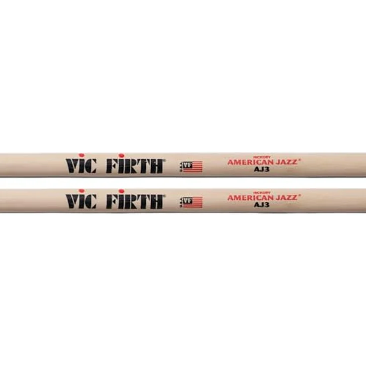 Vic Firth AJ3 American Jazz, Hickory Drumsticks mit kleinem, tränenförmigem Holz Kopf, 406 mm lang, 13,8 mm Ø – Bild 4