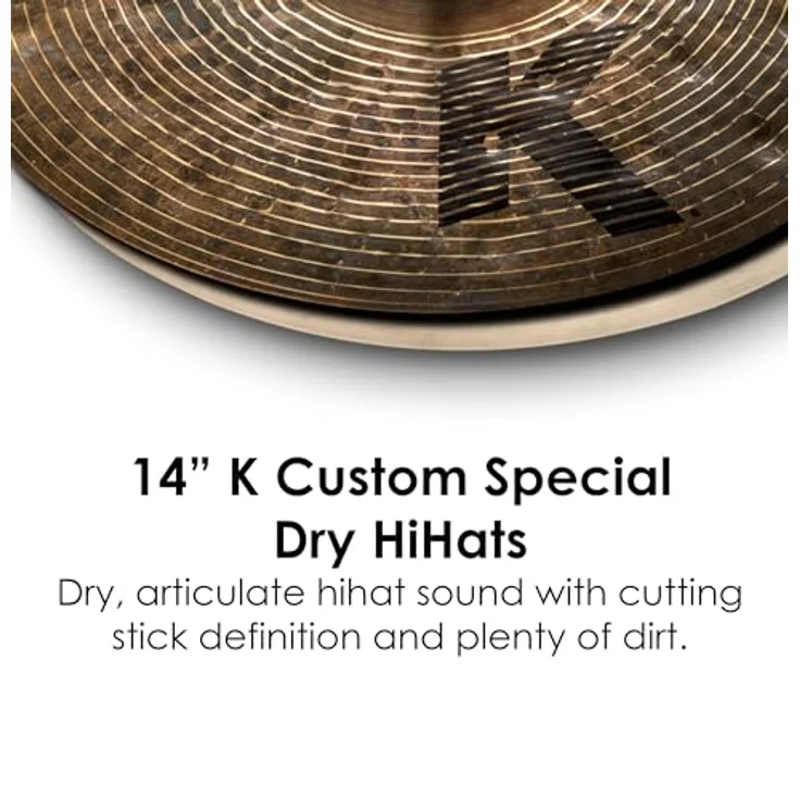 Zildjian K1408 K Custom Special Dry Hi-Hat 14", hochwertiges Schlagzeugbecken für konturierte Klänge – Bild 3
