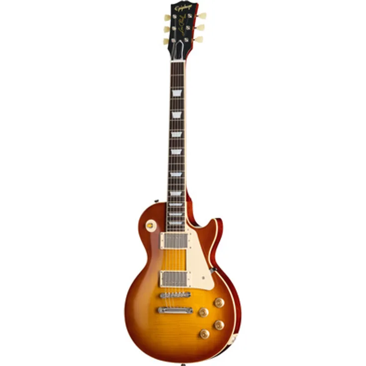 Epiphone 1959 Les Paul Standard Re GPB, E-Gitarre in Golden Poppy Burst mit Mahagoni-Korpus und Gibson Custombucker Tonabnehmer