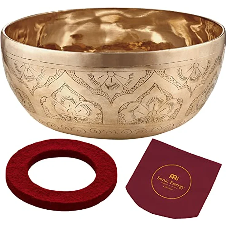 Sonic Energy Klangschale Special Engraved Series, 1000 g, handgravierte Ornamentierung für Meditation & Klangheilung, inkl. Hülle & Filzring (SB-SE-1000) – Bild 1