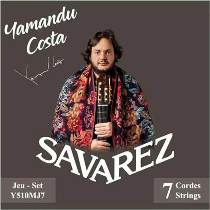 Savarez Yamandu Costa Custom Set, 7-saitige Gitarrensaiten mit New Crystal Nylon und Fluorocarbon, synthetische Basssaiten mit versilbertem Kupferdraht – Bild 1