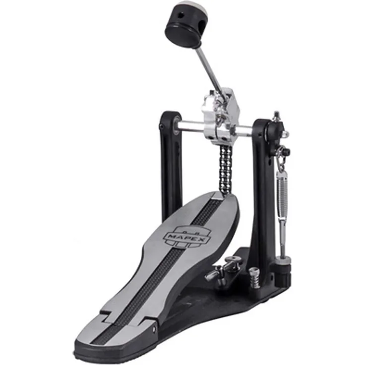 Mapex P600 Mars Bass Drum Pedal, Einzelfußmaschine mit Doppelkette und Filzbeater, stabiler Bodenplatte