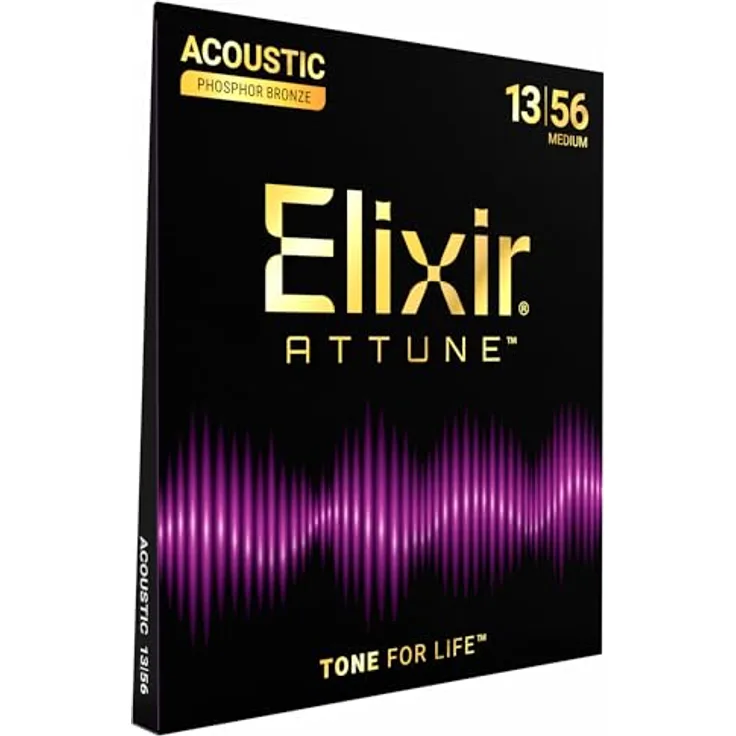 Elixir Attune 21102, Phosphor Bronze Gitarrensaiten für Westerngitarre, Medium Stärke, klarer Klang, langlebig, Anti-Rost und beschichtet