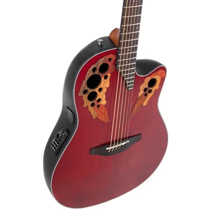 Ovation Celebrity Elite CE44-RR-G, Westerngitarre mit massiver Fichtendecke, Ruby Red Hochglanz, OP-4BT Preamp und Slimline Pickup – Bild 7