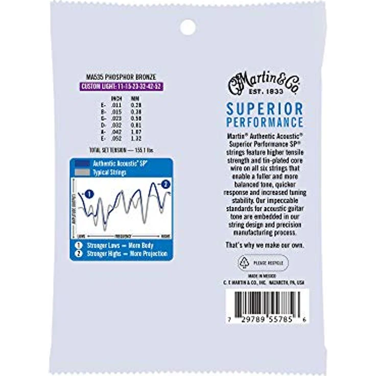 Martin MA535 Akustikgitarrensaiten, Superior Performance Custom Light 11-52, 92/8 Phosphor Bronze – Bild 2