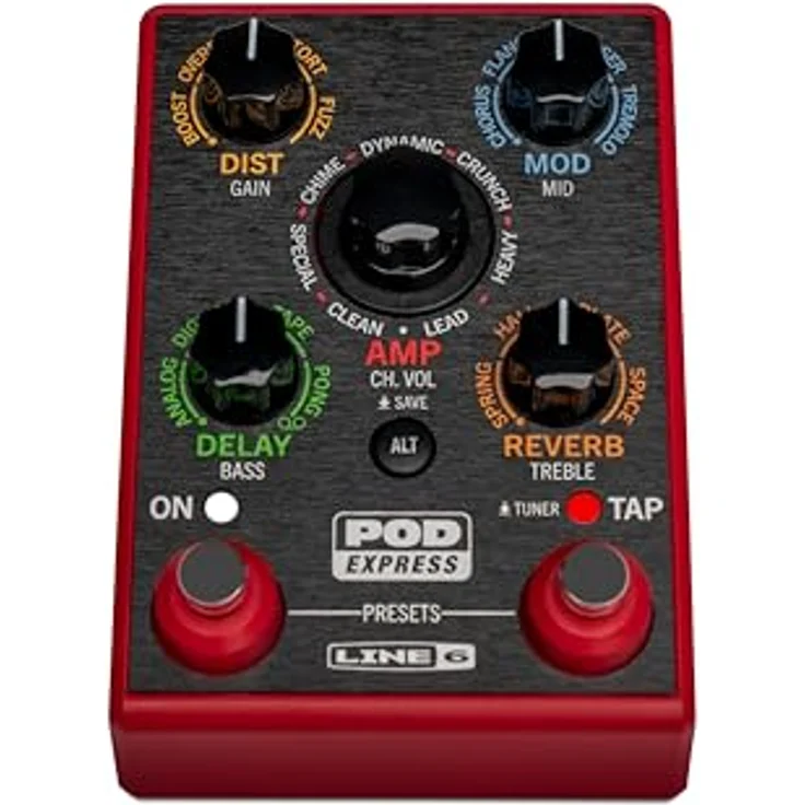 Line6 Pod Express, Gitarren-Multieffektpedal mit 7 Verstärker- und 17 Effektmodellen, USB-Audiointerface, kompakt – Bild 2